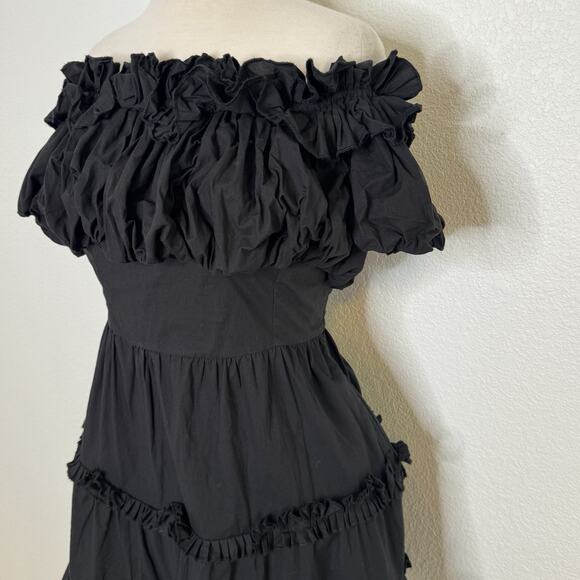 Love the Label Women Rosaline Mini Dress Size S Black Cotton Romantic Cottage - Picture 4 of 16